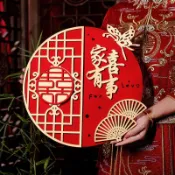 💖熱賣💖結婚掛件結婚佈置喜字結婚門貼喜字貼結婚專用門貼婚房佈置裝飾套裝大小喜字女方臥室大門囍字 5KPD