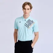 【LE COQ SPORTIF 公雞】高爾夫系列 男款藍綠色吸汗速乾防曬透氣短袖POLO衫 QGX2J281