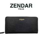 【全聯線上購】【ZENDAR】台灣總代理 限量1折 頂級超柔軟小羊皮極光紋拉鍊長夾 達芙妮系列 全新專櫃展示品(黑色 贈禮盒提袋)