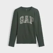 【GAP】兒童Gap LogoT恤-墨綠色(910125)