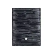 MONTBLANC 牛皮4810系列六角星LOGO 4卡式樹皮圖型功能小短夾(迷你/黑)
