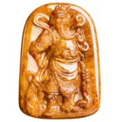 【保真】天然翡翠a貨附證書 翡翠武神關公項鏈 關聖帝君項鏈 燒黃工藝 關公 武聖關羽 關二爺 玉佩 玉珮