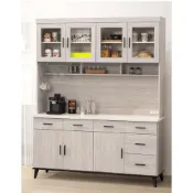 (店+)【專業傢俱】麥莉雅白橡木5.3尺仿石面碗盤櫃整組/餐櫃/碗盤櫃/碗碟櫃/櫥櫃/玄關櫃/餐邊櫃/全新