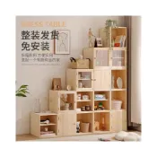 (店+)實木格子柜 自由組合收納櫃 儲物櫃 簡易小木櫃 玻璃門小書架 落地式儲物櫃 家用臥室置物櫃子 書櫃