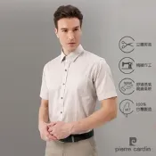 pierre cardin 皮爾卡登 男襯衫 進口素材合身版條紋短袖襯衫_白底卡其條(62223-82)