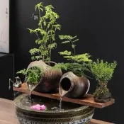古法養魚庭院魚缸造景擺件室外魚池增氧過濾循環流水陶罐DIY配件