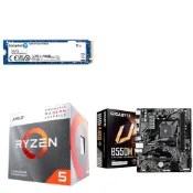 (店+)【AMD 超微】〈自MO價〉R5 3400G+技嘉 B550M H ARGB D4+金士頓 NV3 1TB SSD