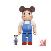 (店+)【BE@RBRICK】BE@RBRICK 庫柏力克熊 ペコちゃん The overalls girl 100％ ＆ 400％ 不二家 工裝奶妹