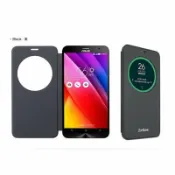 JUMP星球 強強滾p-ASUS ZENFONE GO ZC500TG 原廠 透視 皮套 黑 視窗皮套