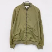 【DOKODEMO】古著H&M LOGG MA-1 飛行員夾克，橄欖綠（L 碼）