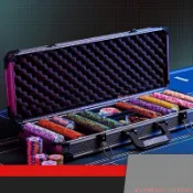熱賣 德州撲克籌碼套裝 皇冠黏土麻將棋牌室專用籌碼 幣高檔鋁箱德撲桌布 10