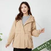 betty’s貝蒂思(35)品牌字母刺繡抽繩寬版連帽外套(卡其)