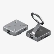 HAGiBiS CMC10MC鋁合金磁吸支架Type-C擴充器(讀卡3.0+M2硬碟盒)(灰色)