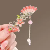 台灣出貨 花朵流蘇扇子髮夾女金屬髮飾側邊夾鴨嘴夾劉海夾漢服頭飾古風 鴨嘴髮夾 一字髮夾 髮飾 髮夾 瀏海夾 側邊瀏海髮夾