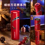 星巴克杯子繽紛萬花筒系列新年聖誕473ml流星不銹鋼保溫杯深紅色