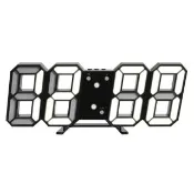 【寶盒百貨】韓國爆款LED電子鬧鐘 黑殼白字 ins簡約數字掛鐘(3D牆面立體時鐘 USB插電夜光鬧鐘)