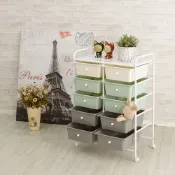 (店+)【H&R 安室家】輕色系雙排五層收納抽屜車G210D