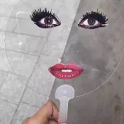 【臺灣出貨·✨】搞怪扇子 雷迪嘎嘎扇子 烈燄紅脣扇子 印花抽象扇子 透明圓扇子 演唱會應援會扇子