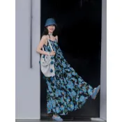 每日精選顯白藍色碎花！高級感度假洋裝細肩帶長裙 少女感可愛風 辣妹薄感 涼涼衣 出國渡假必備 氛圍感穿搭 22