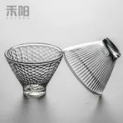 協貿國際日用品生活3館 日式錘紋玻璃品茗杯水晶透明耐熱茶杯功夫茶具個人酒杯小茶杯斗笠