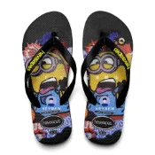 Havaianas 🇧🇷  Minions 黑色小小兵 小黃人 迷你兵團 黑色粗帶黃色logo 卡通動漫印花 防滑夾腳拖