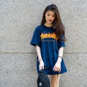 THRASHER FLAME LOGO TEE NAVY 短T 火焰 海軍藍【A-KAY0】【110102NAVY】