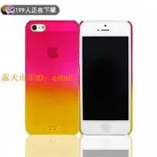 Lilycoco iPhone 5 5S SE 亮面 透明 漸層 保護殼 黃桃 現貨 安心亞
