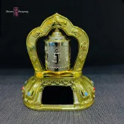 珈瑪-祥雲大款金色電動轉經輪 太陽能轉經輪六字大明咒六字真言-鋅合金 微縮經文300萬遍 藏傳佛教 佛教用品 佛教文物
