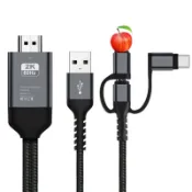 鼎盛貿易行 適用于蘋果安卓type-c轉hdmi三合一iPhone手機同屏線投高清投屏
