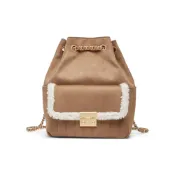 (店+)【CHARLES & KEITH】鍊條皺褶雙肩包 中號通勤女款 小CK 茶色 CK2-60271530-1