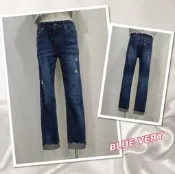 ☀️二手衣倉☀️正韓 BLUE VERY反折牛仔褲S號 ADJ0017