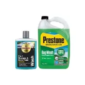 【PRESTONE 百適通】強效亮澤雨刷精x棕櫚獵光洗車精(清潔擋風玻璃與車漆)