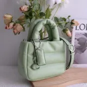 COACH Mini Pillow 絎縫皮革手提斜背兩用包/托特包(淺綠)