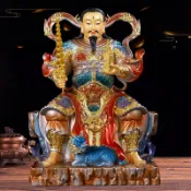 新款銅彩雷祖九天應元雷聲普化天尊神像佛堂擺件雷公雷神樹脂佛像#Hi, 貼心優衣家居#
