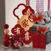 婚慶優選  結婚用品大全 婚房佈置拉花 婚禮門頭橫彩場景佈置 婚禮大門門頭裝飾