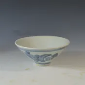 協貿國際日用品生活館 復古明晚期風格 仿古瓷器 手繪花卉紋瓷碗 飯碗斗笠碗古董古玩663