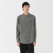 【MUJI 無印良品】男雙面起毛法蘭絨立領長袖襯衫(灰色)