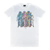 【Paul Smith】PAUL SMITH字母草寫LOGO彩色骷顱骨架設計純棉短袖T恤(男款/白)