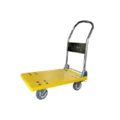 (店+)台灣製手推車-5吋煞車輪-黃 (折疊手推車 耐重300KG 台灣製造 塑鋼推車 大型手推車搬運推車)