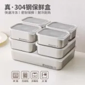 【蝦皮優選】304不鏽鋼冰箱密封保鮮盒火鍋備菜盤分裝托盤飯盒便當盒餃子盒Y
