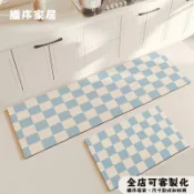 台灣出貨 可客製 格子清新 廚房地墊 矽藻土 吸水吸油 大尺寸 速幹止滑 軟式矽藻土地墊 長條型防滑脚踏墊 珪藻土軟地墊