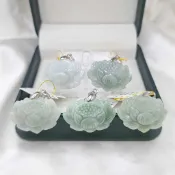 天然翡翠 緬潤綠底蓮花吊墜/（多選）/鵝鵝天然翡翠/A6521015 玉石蓮花 蓮花吊墜 蓮花玉珮
