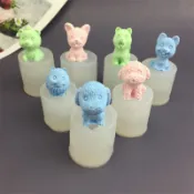 DIY MINI 3D 可愛狗狗矽膠模具泰迪博美犬香薰石膏飾品模具巧克力蛋糕裝飾模具-&**