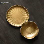 日本進口山中漆器杯墊杯托點心小盤小碟子金箔梅菊型輕奢手工茶托