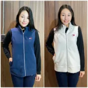 美國百分百【全新真品】Tommy Hilfiger 羽絨背心 馬甲 TH 女 經典 刷毛 深藍 白色 M號 AY15