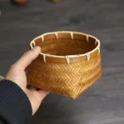 【五折特價】竹子編織 竹製品 點心 瓜子 零食筐 家用 收納 竹編 制品 手工 桌面 垃圾桶 竹編籃 竹籃子 竹編收納籃