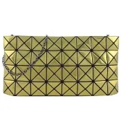【ISSEY MIYAKE 三宅一生】BAOBAO鏡面方格4x8鍊帶斜背包(金綠)