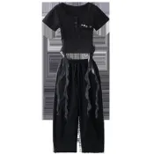 【熱舞服裝】韓版兒童爵士舞服裝女童街舞衣服短袖現代舞練功服嘻哈演出服套裝