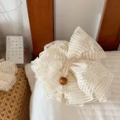 ✨臺灣出貨✨簡約苧麻洗澡沐浴球高檔不易散米白大號浴球搓澡巾棉麻肥皂起泡網