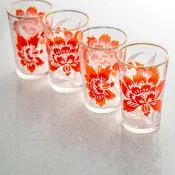 早期 印花玻璃杯 中古品 台灣免運